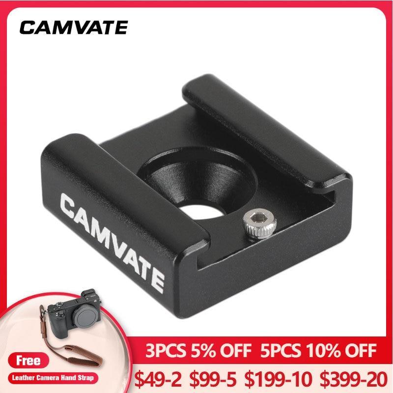 CAMVATE Hot Cold Shoe Mount Adapter With 1/4" Mounting Screw For DSLR Camera Cage Rig Video Flash Light Mic Blackmagic Cinema