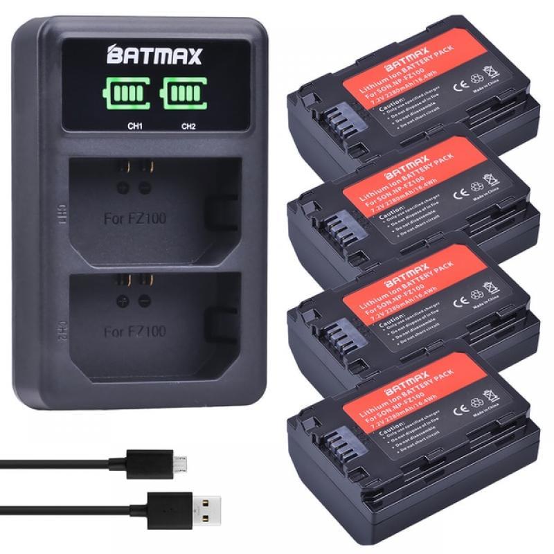 2Pcs 2280mAh NP-FZ100 NPFZ100 NP FZ100 Battery + LED Dual USB Charger for Sony NP-FZ100, BC-QZ1, Sony a9, a7R III, a7 III,A6600