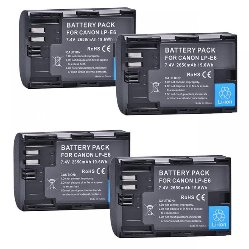 2650mAh LP-E6 LP-E6N Battery + Charger for Canon EOS 6D 7D 5D Mark II III IV 5D 60D 60Da 70D 80D 90D 5DS R5 R6 XC10 XC15