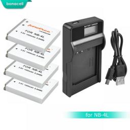 Bonacell 1400mAh NB-4L NB4L NB 4L Battery Bateria+LCD Charger For Canon IXUS 30 40 50 55 60 65 80 100 PowerShot SD1000 1100 L10