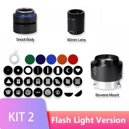 Conical Snoot Studio Lighting Accessory For LED Light Flash Strobe Light With Bowens Mount 24 Gobos F2.0 80mm Lens