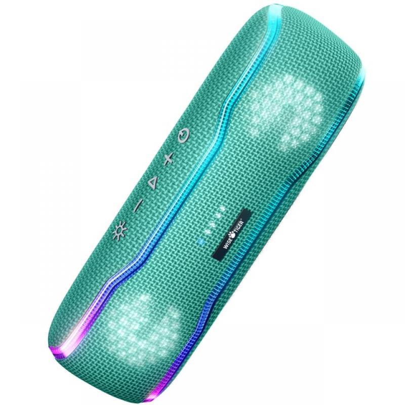 WISE TIGER Outdoor Speaker Bluetooth Subwoofer Speaker IPX7 Waterproof Loudspeaker Stereo Surround Speaker with colorful lights