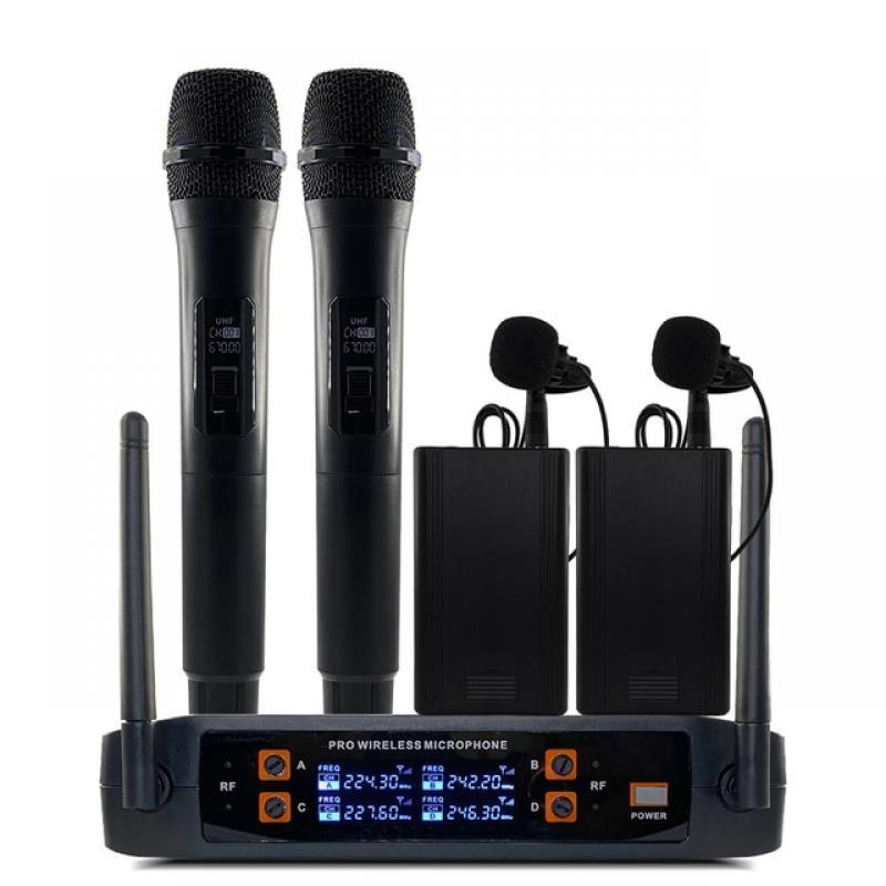 Professional wireless microphone system four -channel handheld style suitable for church family card OK outdoor event stage