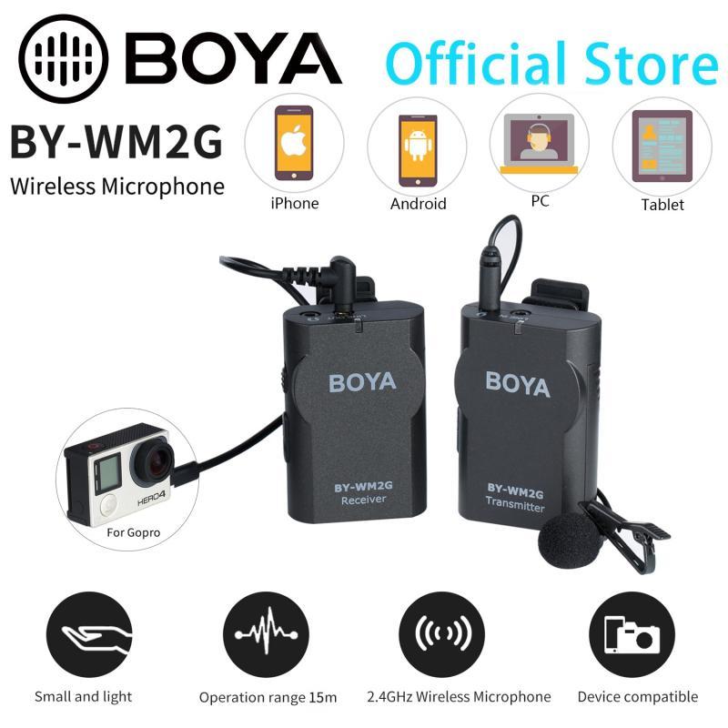 BOYA BY-WM2G 2.4GHz Condenser Wireless Lavalier Lapel Microphone for GoPro Hero 3 4 PC Android iPhone DSLRs Cameras Youtube Vlog