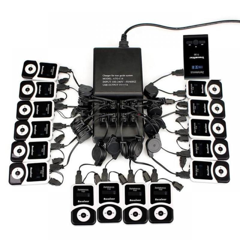Retekess T130 Tour Guide System Wireless Transmitter+15 Receivers For Excursion Factory Training Church Translation Cycling Tour