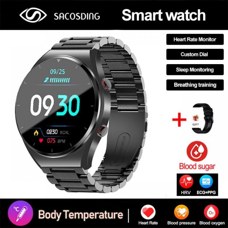 Healthy Blood Sugar Smart Watch Men ECG+PPG Precise Body Temperature Heart Rate Monitor Smartwatch HRV Blood Pressure Watch 2023