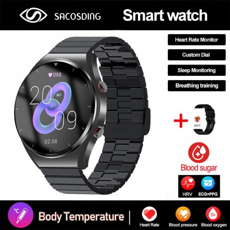2023 New Noninvasive Blood Sugar ECG+PPG Smart Watch Men Heart Rate Blood Oxygen Health Smartwatch IP67 Waterproof Sport Watch