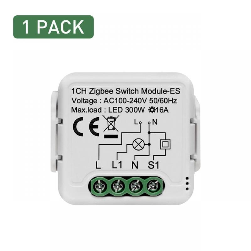 GIRIER Tuya ZigBee Smart Switch 16A with Power Monitor Function DIY Universal Breaker Works with Alexa Hey Google Yandex Alice