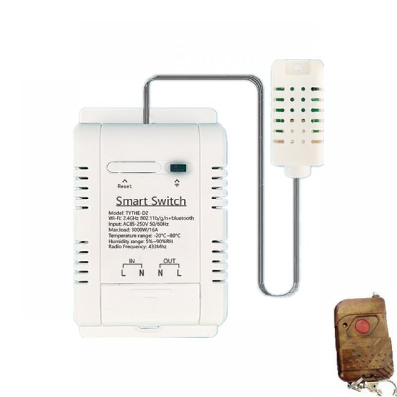 Tuya Smart TH16 3000W 16A WiFi Switch Wireless Thermostat Temperature and Humidity Monitoring with Energy Consumption Monitoring
