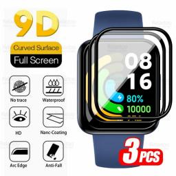 3Pcs 9D Curved Tempered Glass For Xiaomi Poco Watch Screen Protector Mi Poko Poxo PocoWatch Samrtwatch Soft Edge Protective Film