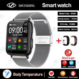 2023 New Noninvasive Blood Sugar ECG+PPG Smart Watch Men Heart Rate Blood Oxygen Health Smartwatch Women Waterproof Sports Watch