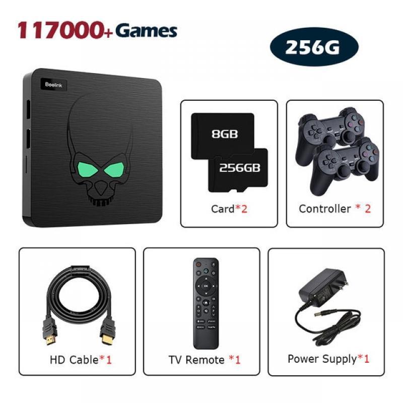Super Console X King Has 117000+ Retro Video Games 63+ Emulators, Emuelec4.5 Android 9.0 CoreELEC Three Systems In One， WiFi6