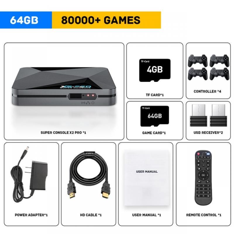 Super Console X2 PRO Has 100K+ Games, Compatible with 70+ Emulators,Retro Game Console Support 4K UHD, 2.4G+5.0 GWifi，BT 5.0