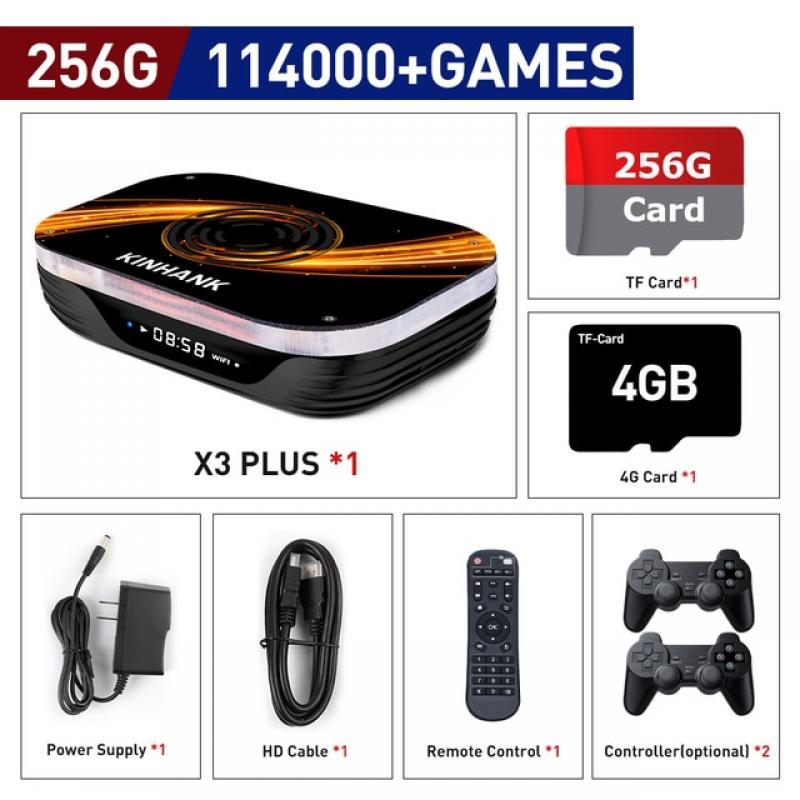 KINHANK x3 Plus Retro Video Game Console with 117000 Classic Games For PSP/PS1/SS/N64/DC.Three System All In One