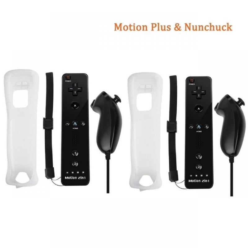 For Nintendo Wii/Wii U Joystick 2 in 1 Wireless Remote Gamepad Controller Set Optional Motion Plus with Silicone Case Video Game