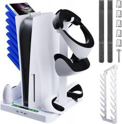 Charging Station Dock For Controllers Of PSVR 2&PS5, Storage Stand PS5 Console With Dual Cooling Fan And Mount Holder PS VR2 VR