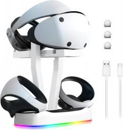 Controller Charging Station For PSVR2 PS VR2, Dual Fast Charger Dock With LED Light, Headset Display Stand And Controller Mount