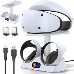 Controller Charging Dock For PS5 VR2, PSVR 2 Station With VR Headset Holder Display Stand, PS VR2 Charger PSVR2 Accessories