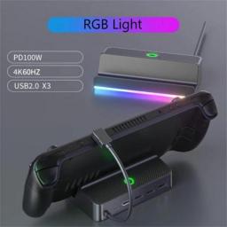 Steam Deck Abs Deck 1pc Docking Station Stand 5-in-1 Hub 660 Mesh Edition 2023 Steam Deck Docking Station Rgb Aluminum New