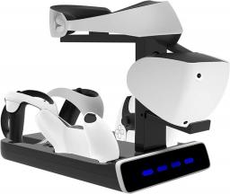 5-in-1 Charging Station Stand For Sony PSVR2 Playstation VR2 And PS5 Controller Dock With LED Light, VR Headset Display Stand