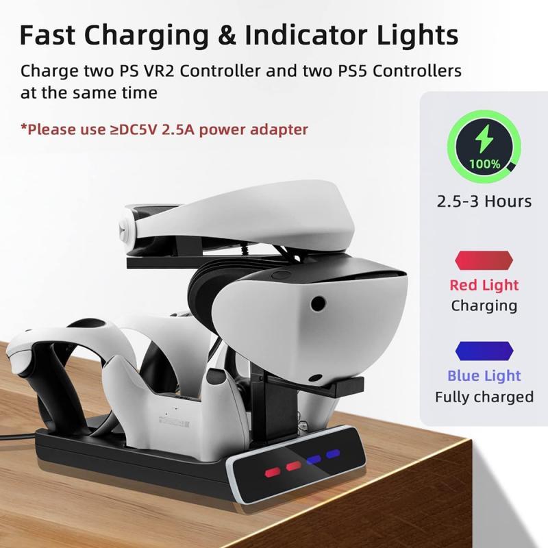 Controller Charging Dock with LED Light,VR Stand Display  PSVR2,Compatible PS5 Charger,Playstation VR2 Handle Seat Charger