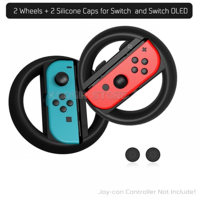 Nintend Switch Game Accessories Set with joy con Handle Racing Steering Wheel & Silicone Case for Nintendo Switch OLED Joycon