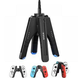 3 In 1 Joycon Charger Grip For Nintendo Switch/ Oled Controller Charger Led Indicator Charging Dock Station Handle Grip