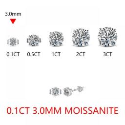 ATTAGEMS 2 Carat 8.0mm D Color Moissanite Stud Earrings For Women Top Quality 100Percent 925 Sterling Silver Sparkling Wedding Jewelry