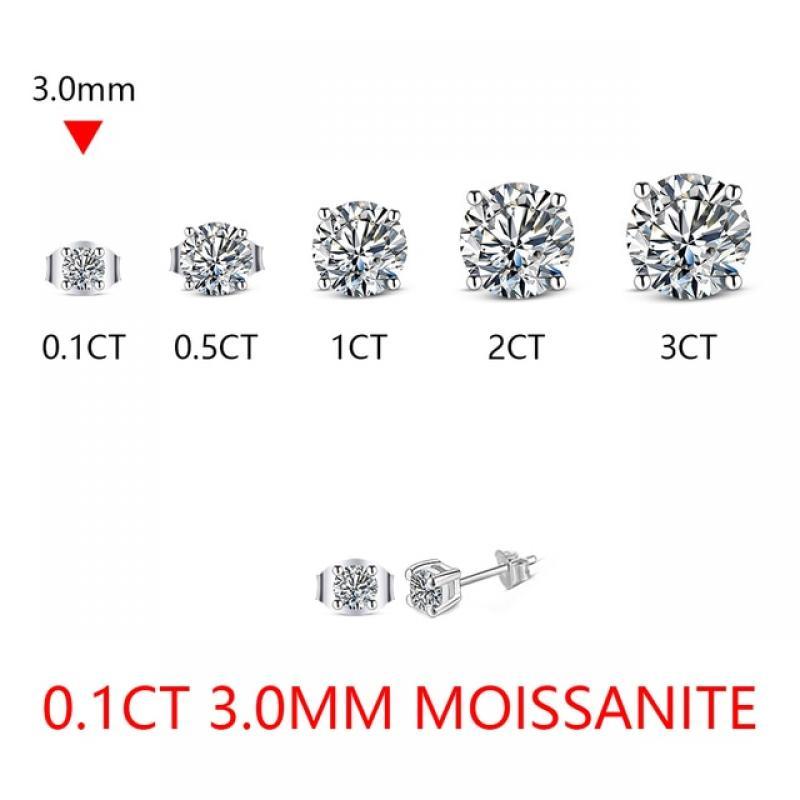 ATTAGEMS 2 Carat 8.0mm D Color Moissanite Stud Earrings For Women Top Quality 100% 925 Sterling Silver Sparkling Wedding Jewelry