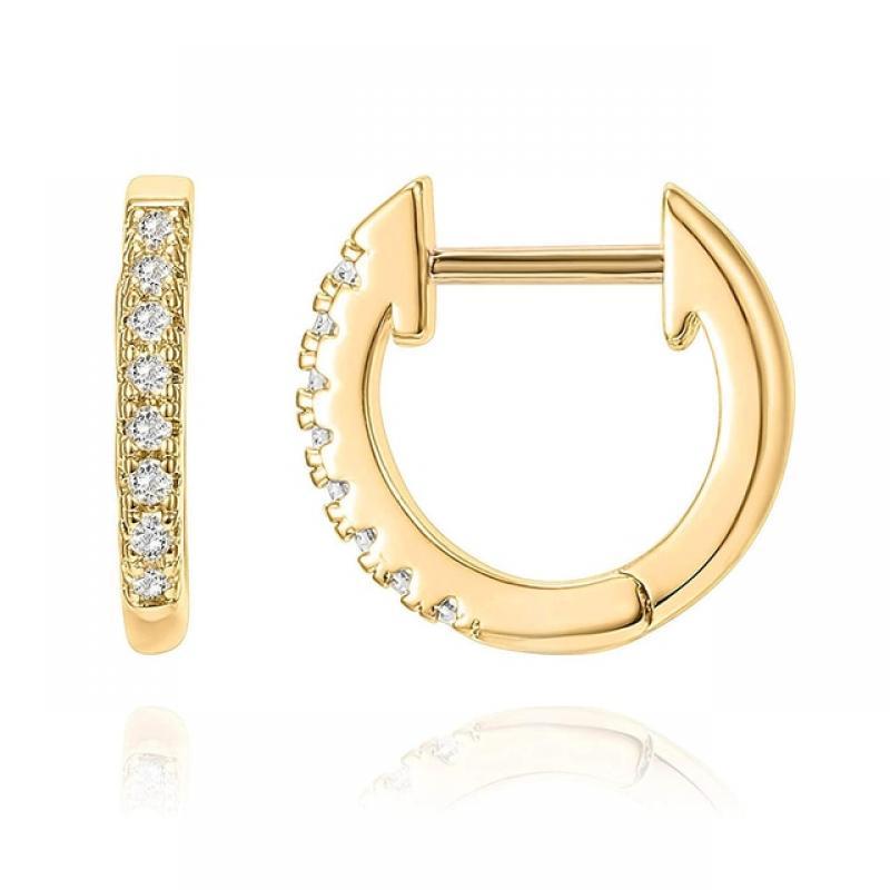 bamoer 14K Gold Plated 925 Sterling Silver Cubic Zirconia Cuff Earrings Huggie Studs