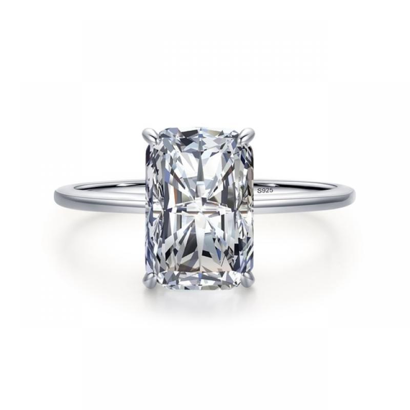 Ailmay Luxury Cutting Clear CZ Ring Solid 925 Sterling Silver Classic Finger Rings For Women Wedding Engagement Jewelry Gift