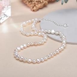 5-6mm Natural Baroque Freshwater Pearl Necklace Fashion Jewelry For Gift,925 Sterling Silver Choker Necklace For Women Girls