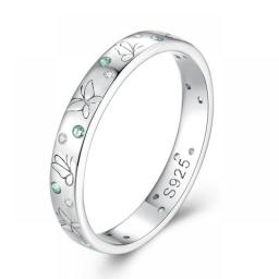 WOSTU Real 925 Sterling Silver Snowflower Blue White Zircon Band Rings For Women Girl Snow & Ice Ring Winter Jewelry Xmas Gift