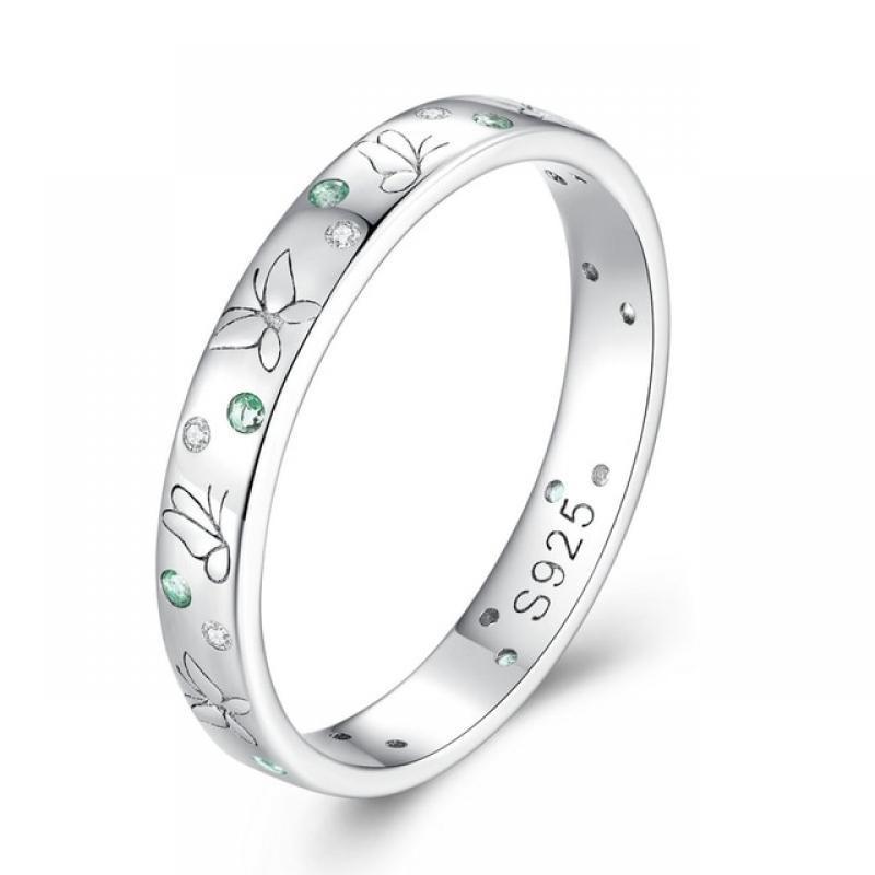 WOSTU Real 925 Sterling Silver Snowflower Blue White Zircon Band Rings For Women Girl Snow & Ice Ring Winter Jewelry Xmas Gift