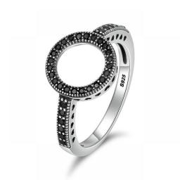 Bamoer 100Percent Genuine 925 Sterling Silver Forever Clear CZ Circle Round Finger Rings For Women Jewelry Christmas Gift SCR041