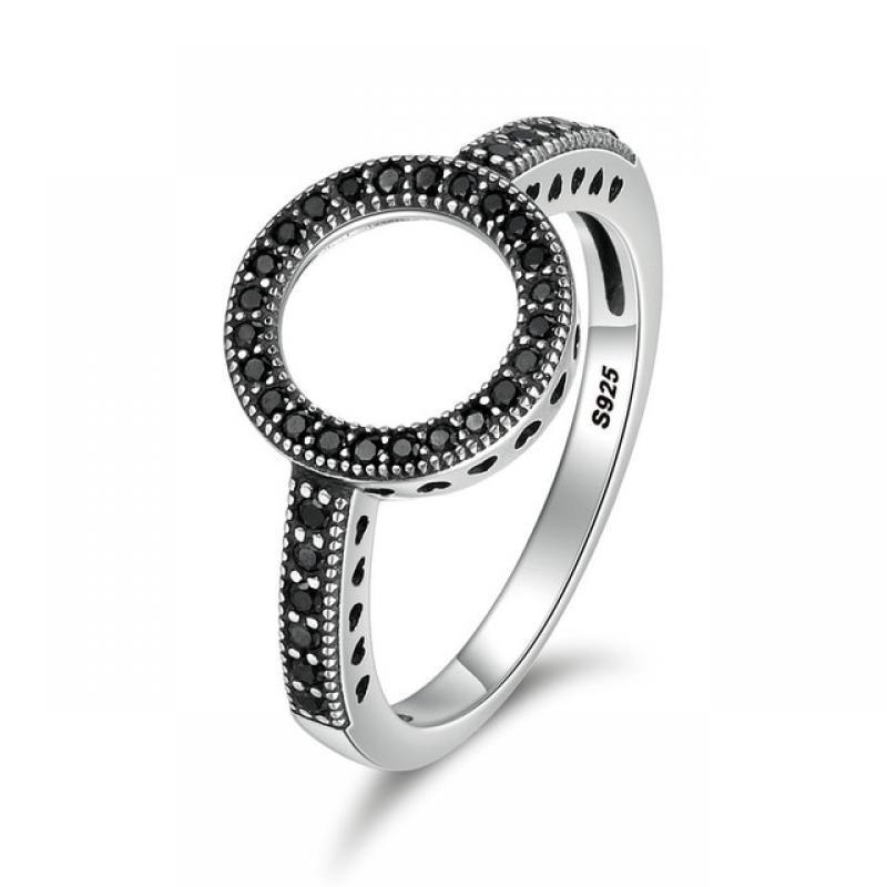 Bamoer 100% Genuine 925 Sterling Silver Forever Clear CZ Circle Round Finger Rings for Women Jewelry Christmas Gift SCR041