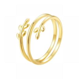 Bamoer 925 Sterling Silver Leaves Adjustable Ring Trendy Multilayer Leaf Open Ring For Women Fashion Jewelry Gift 2 Colors