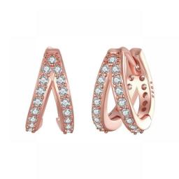 Bamoer 925 Sterling Silver Classic Geometry Earrings Women Zircon Crystal Double Rings Ear Hoop Earrings 3 Colors