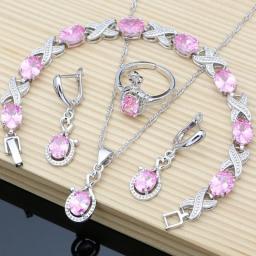 Women Silver 925 Jewelry Sets Champagne Toapz Long Earrings Bracelet Resizable Ring Necklace Sets Gift For Her Dropshipping