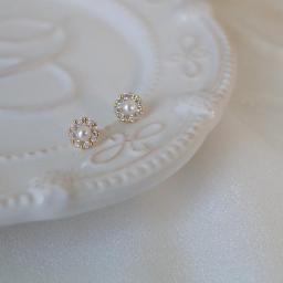 Upscale 14k Gold Jewelry Real Gold  Earrings Zircon Pearl Twist Luxury Stud Earrings For Women Brincos Pendientes Bijoux