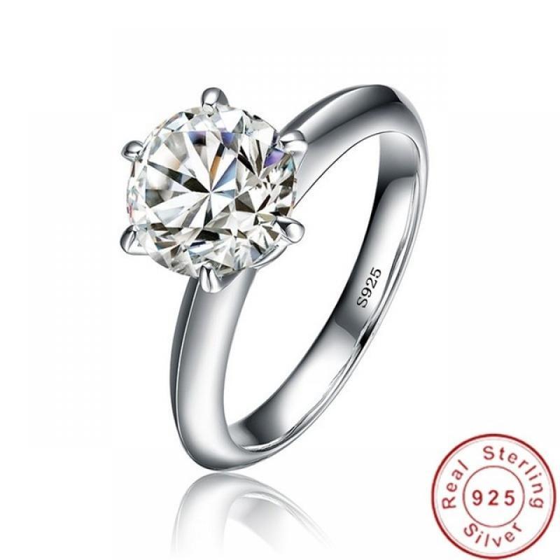 99% OFF Solitaire 1ct Lab Diamond Ring 100% Real 925 sterling silver Engagement Wedding band Rings for Women men Party Jewelry