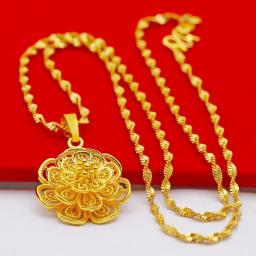 100Percent 18k Gold Necklace Chain Lovely Collarbone Necklace For Women Party Fine Jewelry Gift Copy Real 24k 999 Yellow Gold Pendant