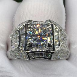 14K Gold 3 Carats Diamond Ring For Men Rock 14k Gold Jewelry Anillo Esmaltado Silver 925 Jewelry Bague Diamant Bizuteria Rings