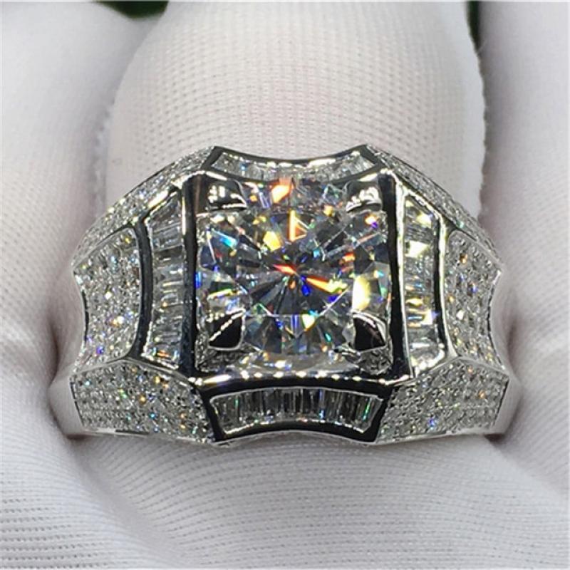 14K Gold 3 Carats Diamond Ring for Men Rock 14k Gold Jewelry Anillo Esmaltado Silver 925 Jewelry Bague Diamant Bizuteria Rings