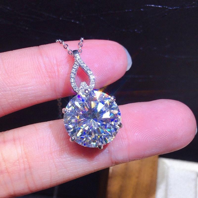 Solitaire 5ct moissanite Diamond Pendant Real 925 Sterling Silver Charm Party Wedding Pendants Necklace For Women Fine Jewelry