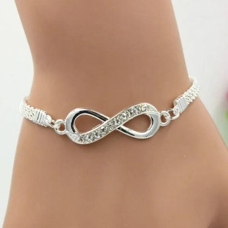 New Fashion Infinite Bracelet Natural Gem White Sapphire Diamond Bracelet Jewelry Women's Cute Giftjewelry for Women