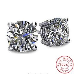 Solitaire 3ct Lab Diamond Gemstone Stud Earring 100Percent Real 925 Sterling Silver Jewelry Engagement Wedding Earrings For Women Men