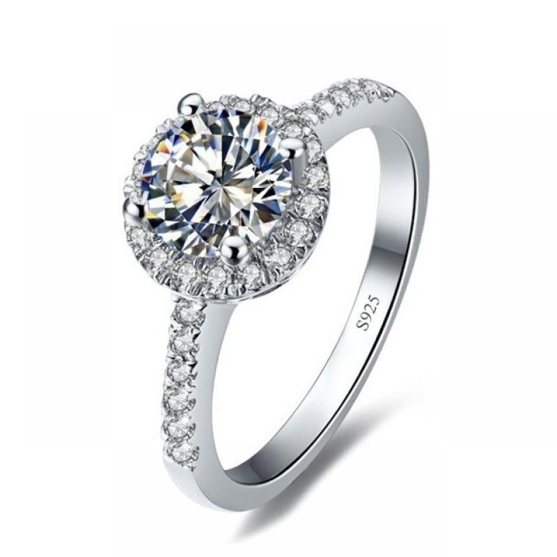 Solitaire 3ct Lab Diamond Ring White Gold Filled Jewelry Engagement Wedding band Rings for Women Bridal Fine Party accessory