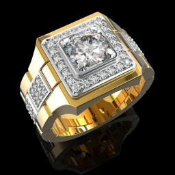 14 K Gold White Diamond Ring For Men Fashion Bijoux Femme Jewellery Natural Gemstones Bague Homme 2 Carats Diamond Ring Males