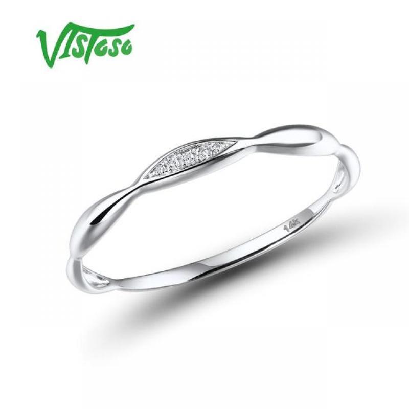 VISTOSO Gold Rings For Women Genuine 14K Yellow/White Gold Ring Shiny Diamond Promise Engagement Rings Anniversary Fine Jewelry